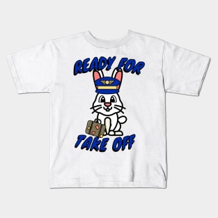 Funny bunny is ready for take off Kids T-Shirt